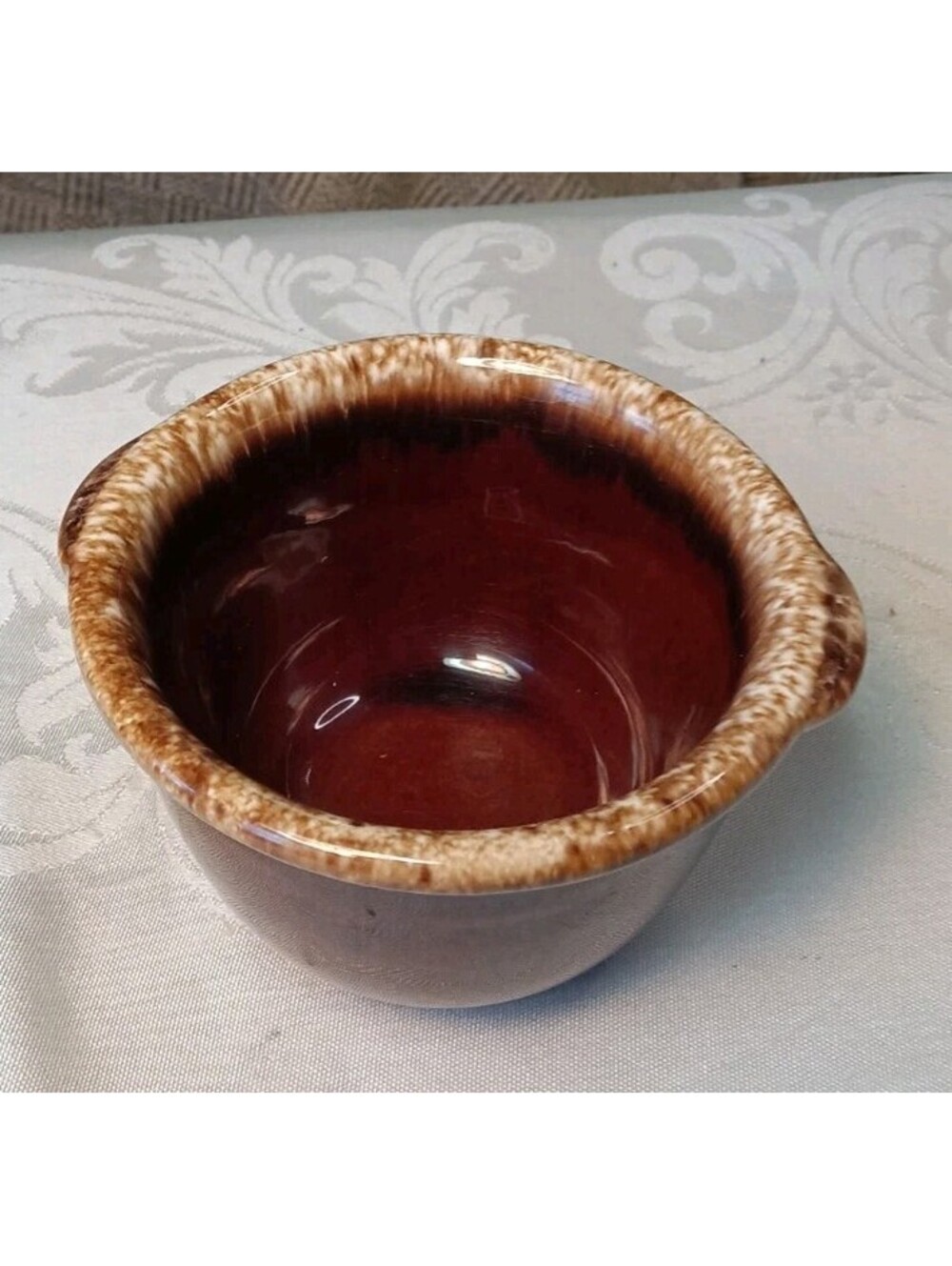 Hull Pottery brown drip glazed sugar pot or Custard Bowl No Lid